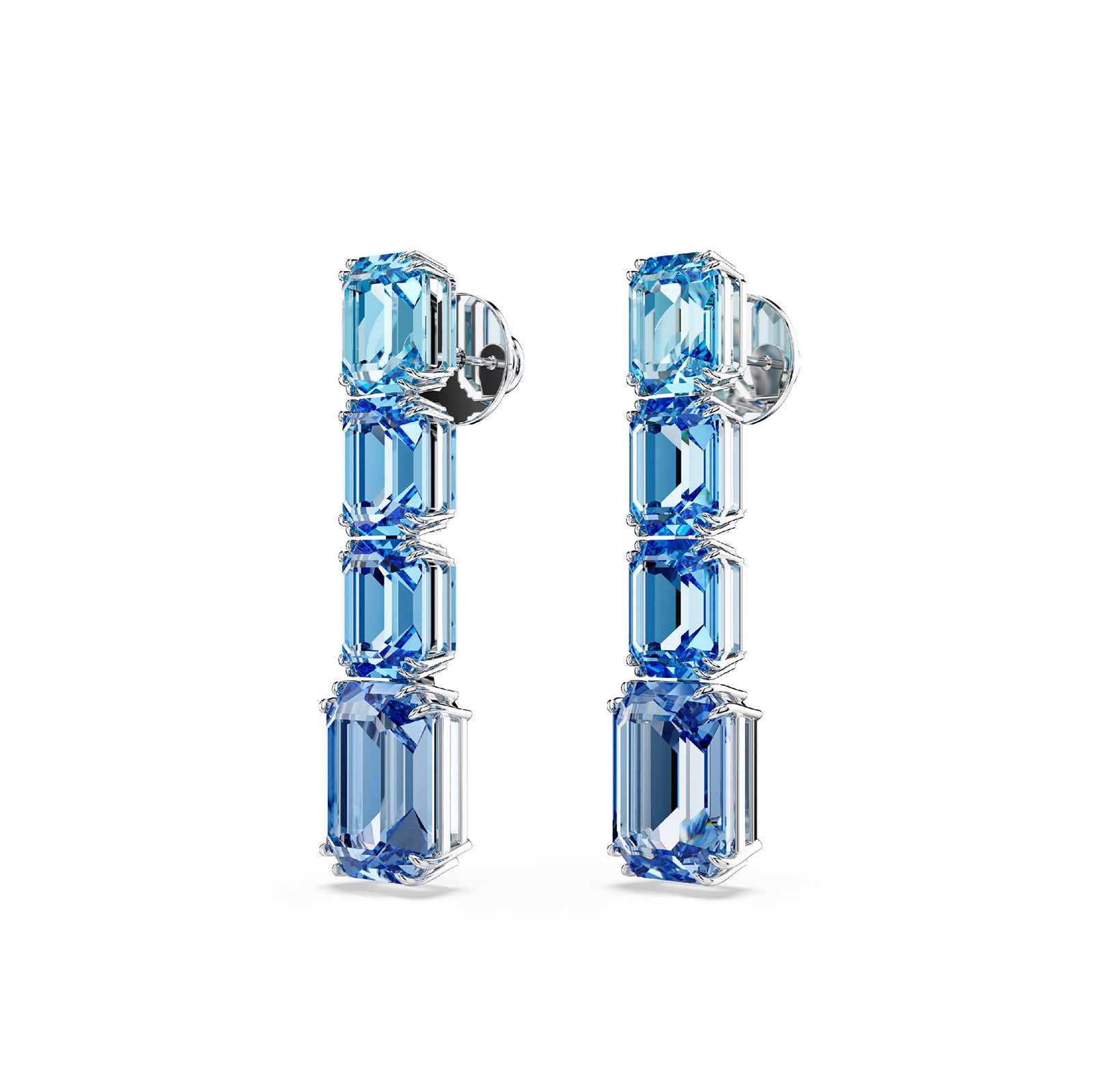 ORECCHINI PENDENTI SWAROVSKI PLACCATI RODIO E CRISTALLI BLU S.5696516