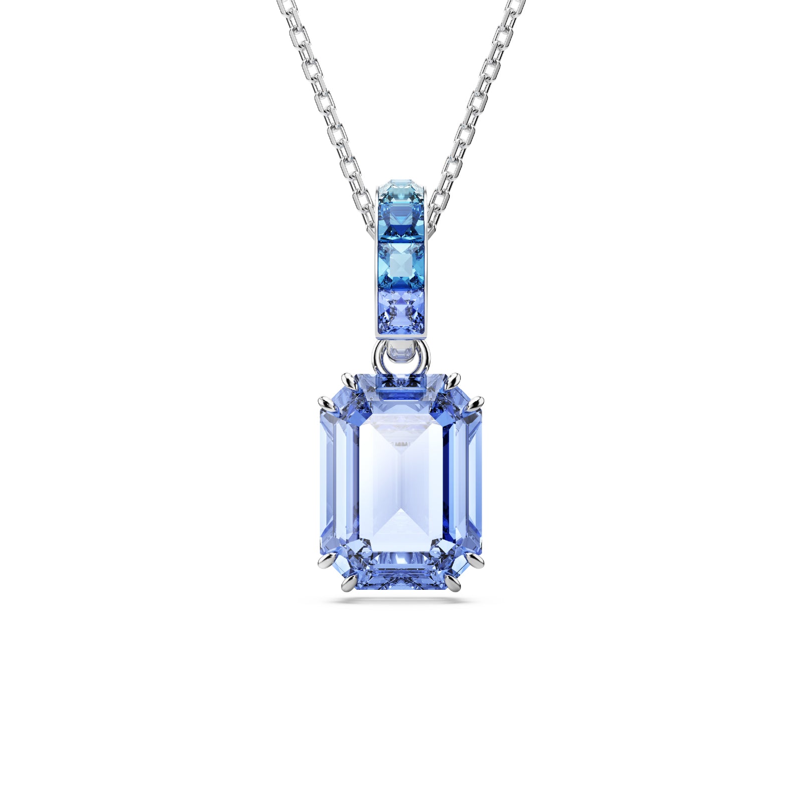 COLLANA CON PENDENTE SWAROVSKI PLACCATA RODIO E CRISTALLI BLU S.5696518