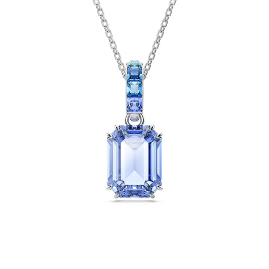 COLLANA CON PENDENTE SWAROVSKI PLACCATA RODIO E CRISTALLI BLU S.5696518