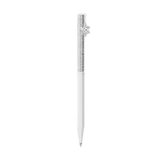 Penna a sfera ottagonale Swarovski laccata color bianco MISURA UNICA