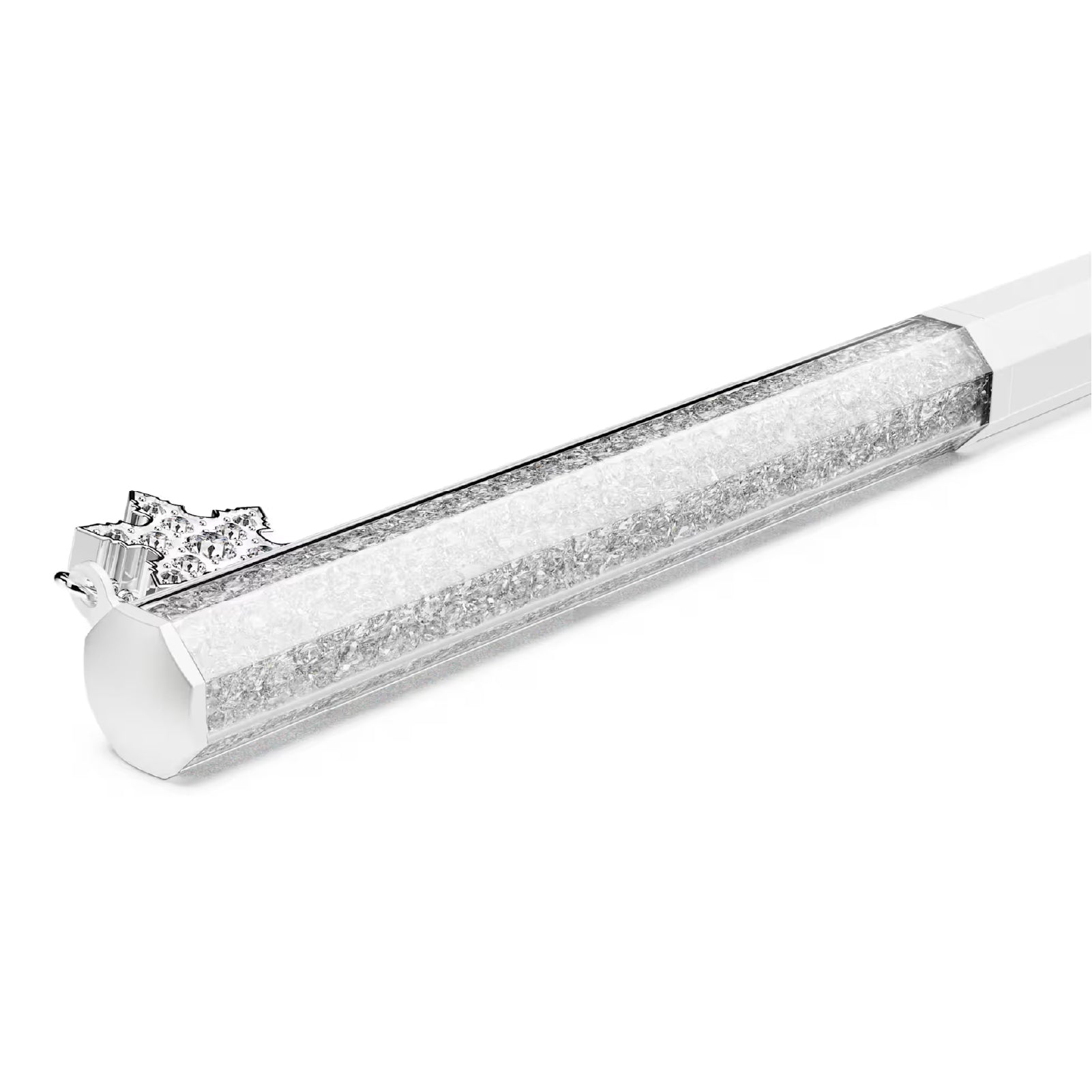 Penna a sfera ottagonale Swarovski laccata color bianco MISURA UNICA
