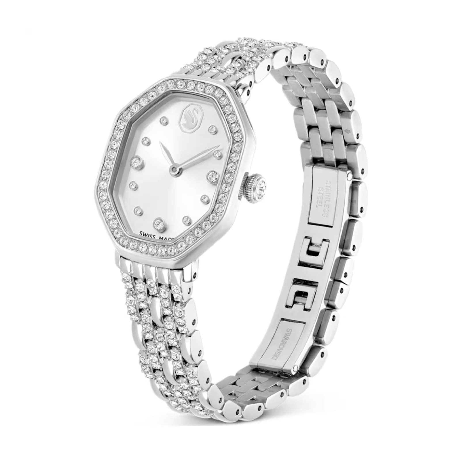 Orologio da donna Swarovski Octagon rodiato con cristalli MISURA UNICA