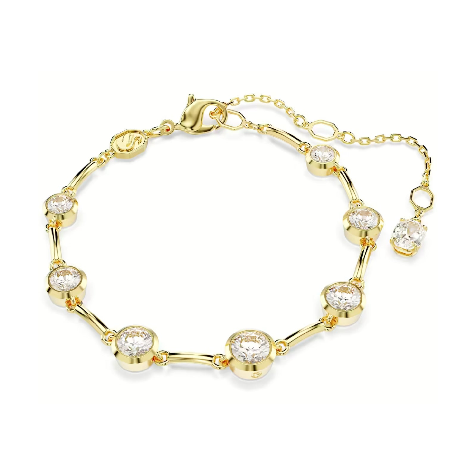 Bracciale catena Swarovski dorato con cristalli bianchi