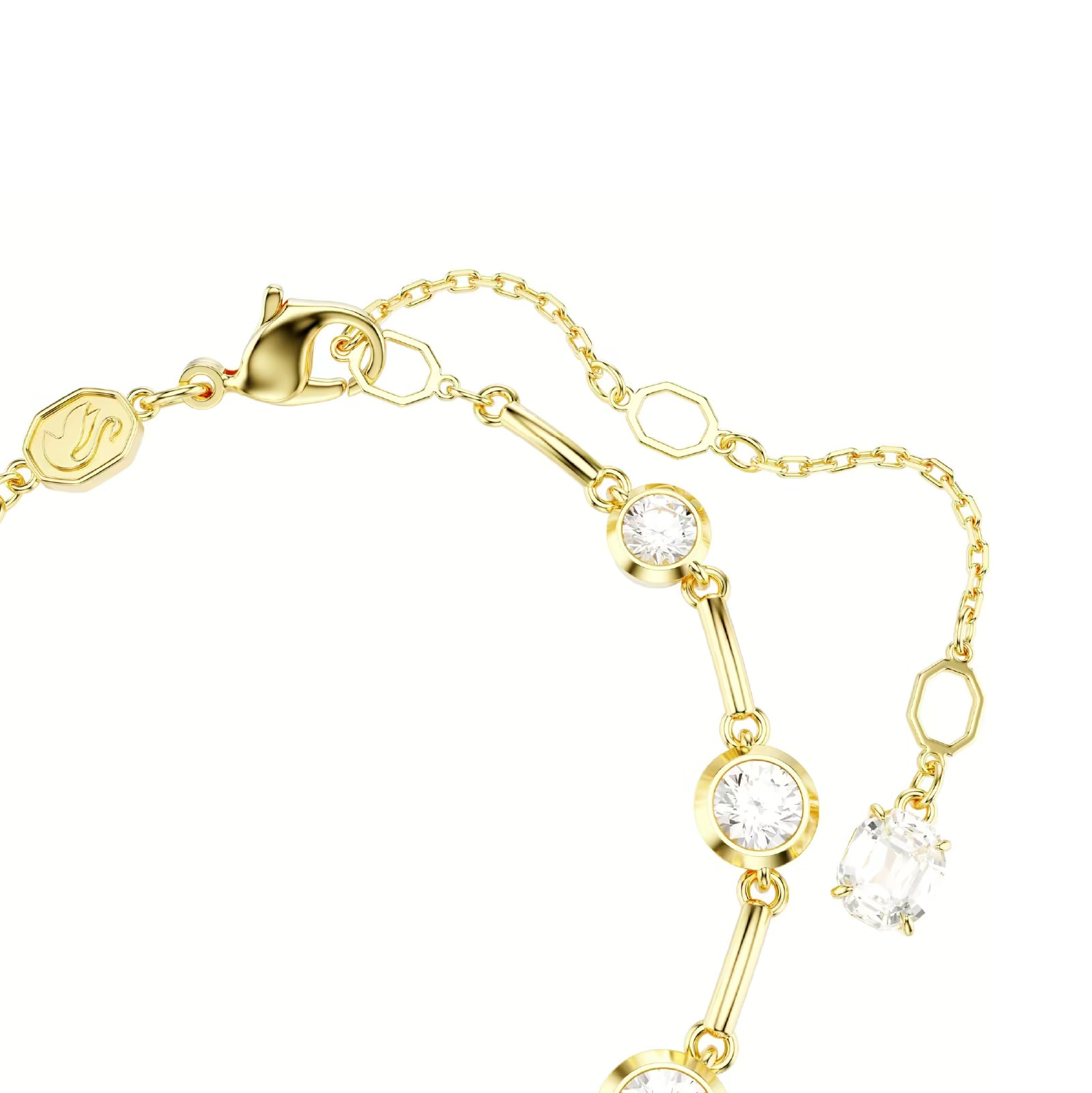Bracciale catena Swarovski dorato con cristalli bianchi