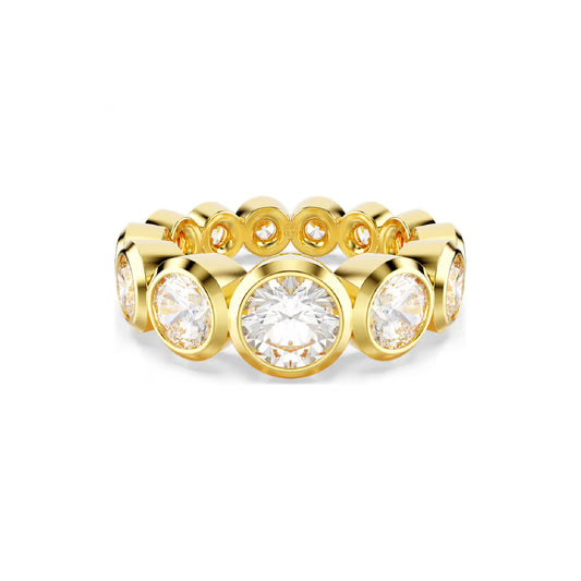 Anello donna tuttogiro Swarovski dorato con cristalli bianchi