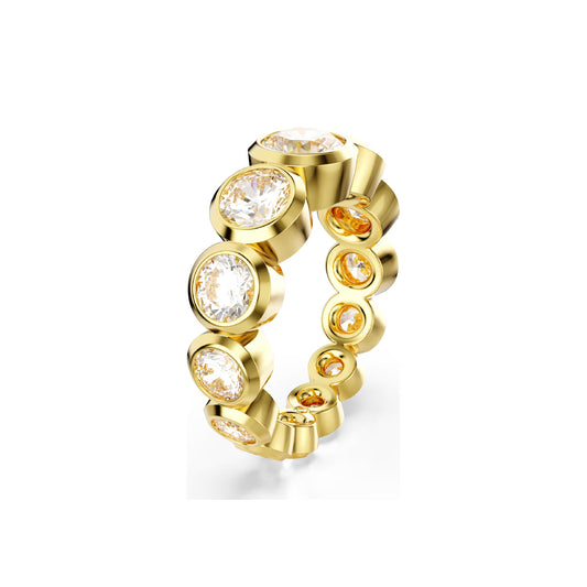 Anello donna tuttogiro Swarovski dorato con cristalli bianchi