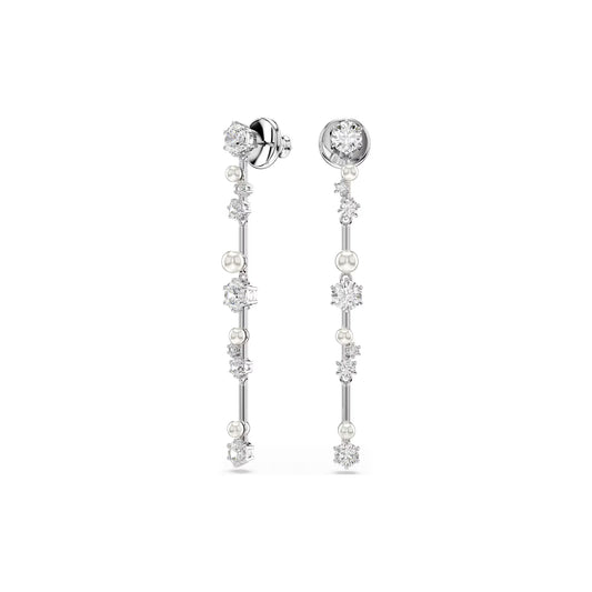 Orecchini pendenti Swarovski rodiato con cristalli e perle MISURA UNICA
