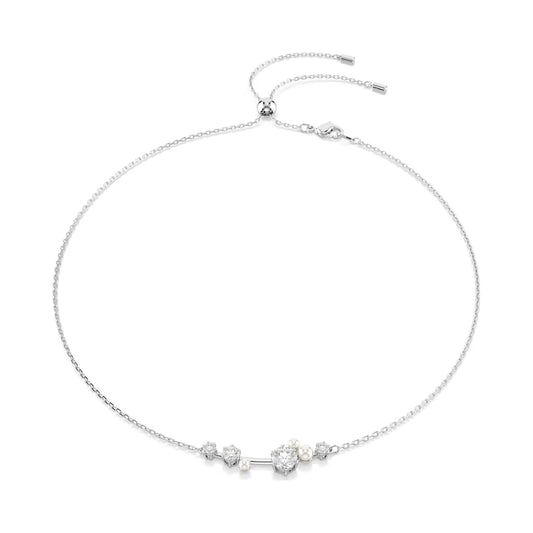 Collana girocollo donna Swarovski rodiato e cristalli e perle MISURA UNICA