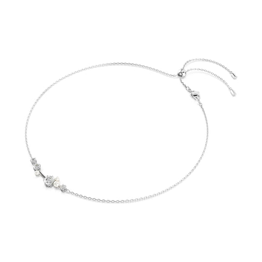 Collana girocollo donna Swarovski rodiato e cristalli e perle MISURA UNICA