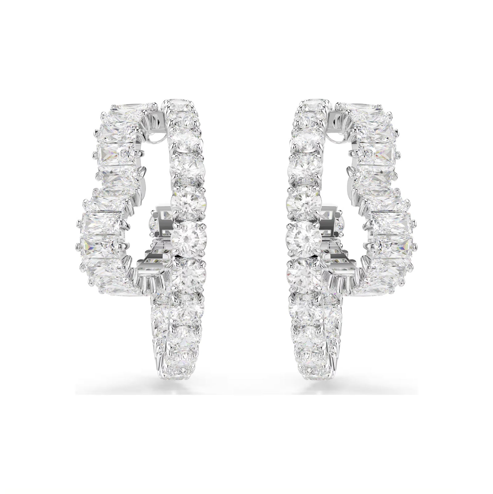 Orecchini a cerchio Swarovski rodiato con cristalli a cuore MISURA UNICA