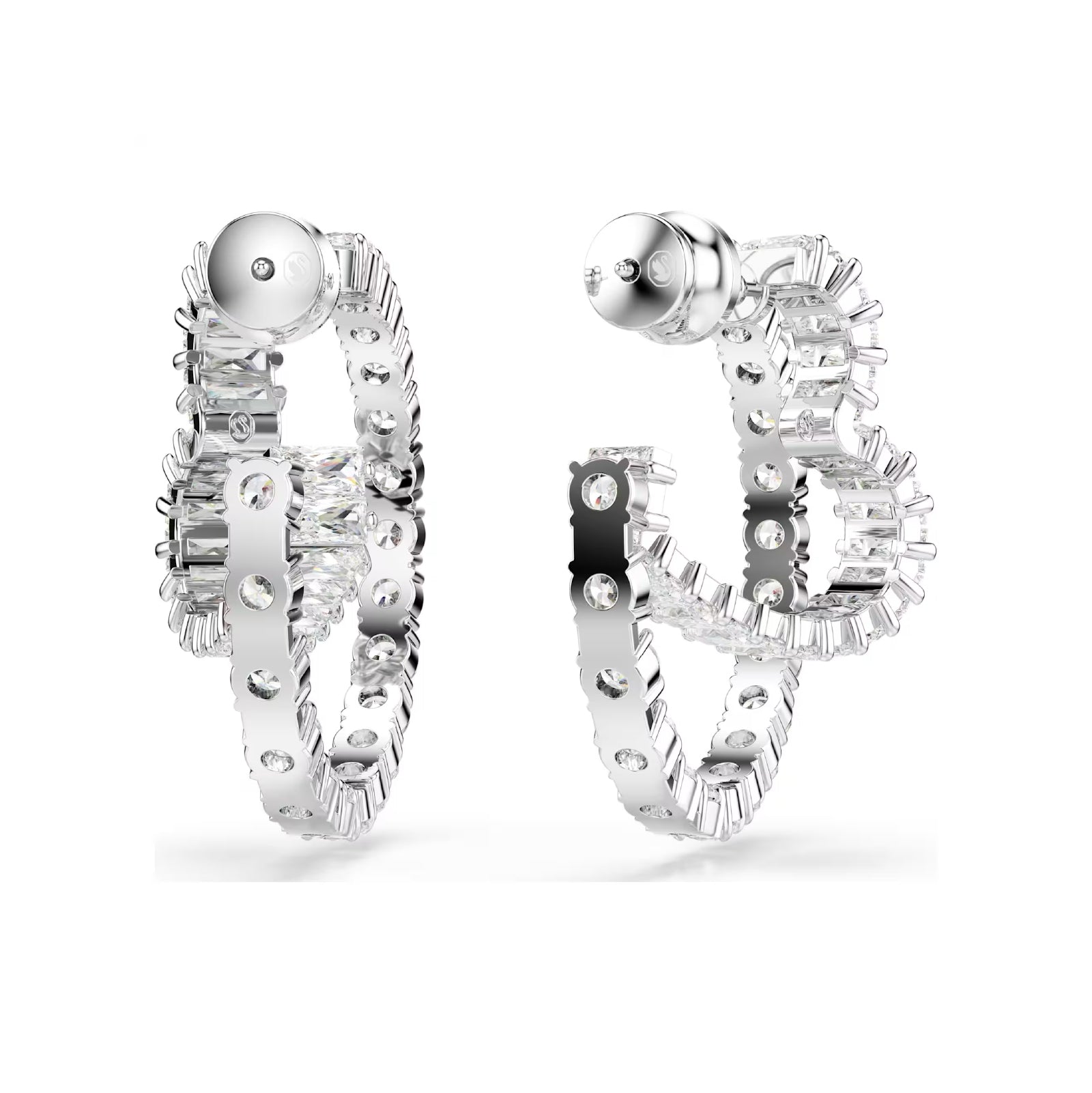 Orecchini a cerchio Swarovski rodiato con cristalli a cuore MISURA UNICA