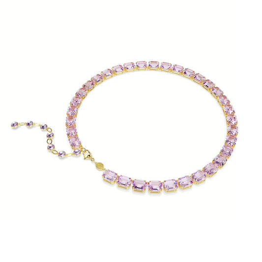 Collana girocollo donna Swarovski dorato e cristalli viola MISURA UNICA