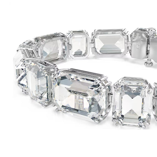 Bracciale tennis donna Swarovski rodiato e cristalli bianchi Regolabile 16-18 cm