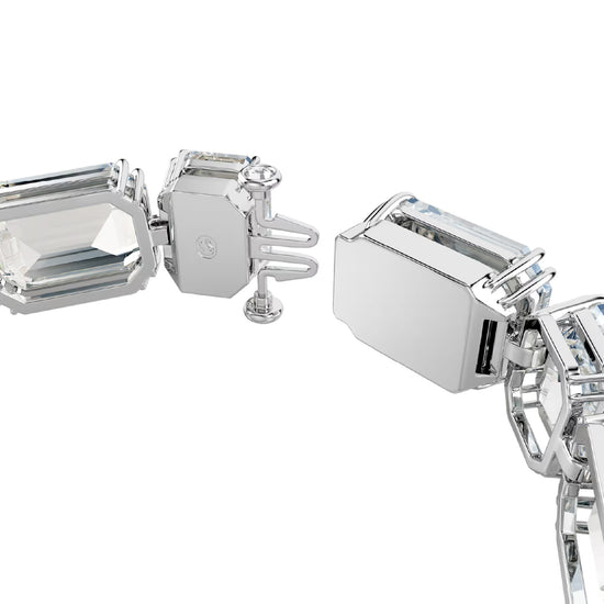 Bracciale tennis donna Swarovski rodiato e cristalli bianchi Regolabile 16-18 cm