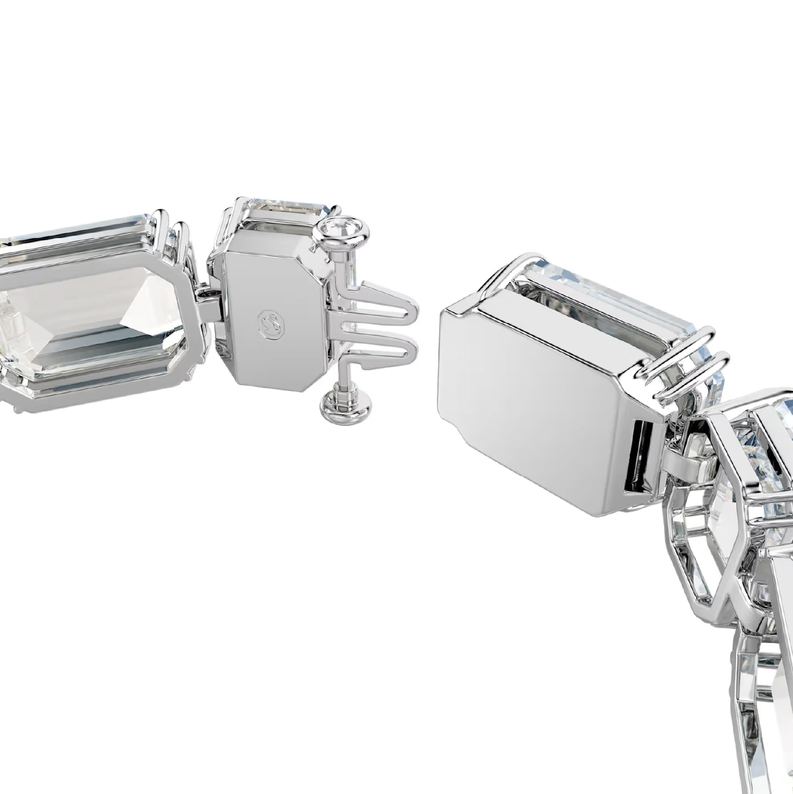 Bracciale tennis donna Swarovski rodiato e cristalli bianchi Regolabile 16-18 cm