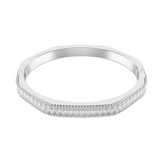Bracciale rigido donna Swarovski rodiato e cristalli bianchi 17 cm