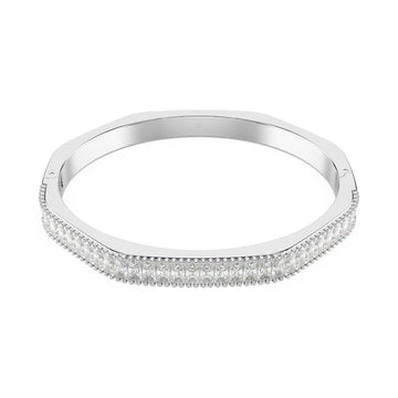 Bracciale rigido donna Swarovski rodiato e cristalli bianchi 17 cm