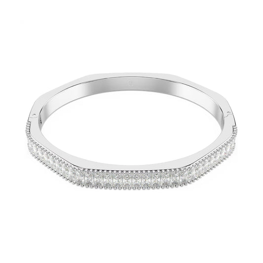 Bracciale rigido donna Swarovski rodiato e cristalli bianchi 17 cm