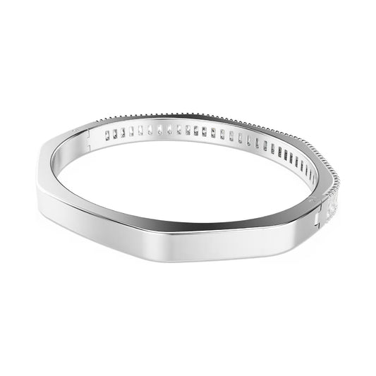 Bracciale rigido donna Swarovski rodiato e cristalli bianchi 17 cm