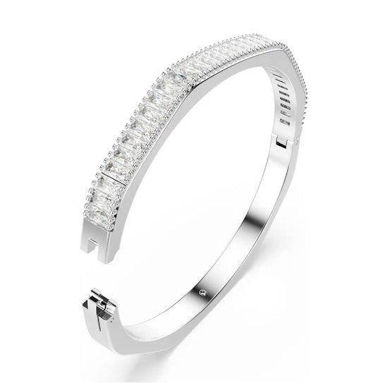 Bracciale rigido donna Swarovski rodiato e cristalli bianchi 17 cm