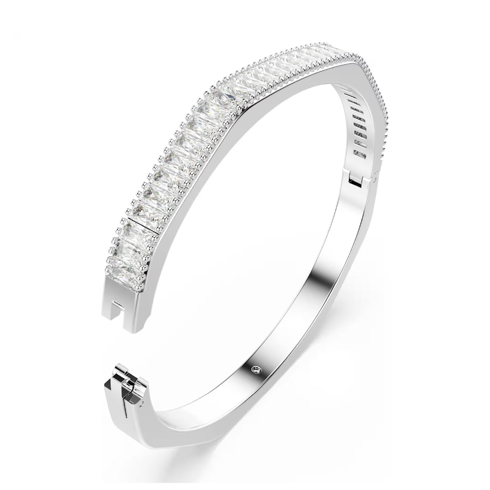 Bracciale rigido donna Swarovski rodiato e cristalli bianchi 17 cm