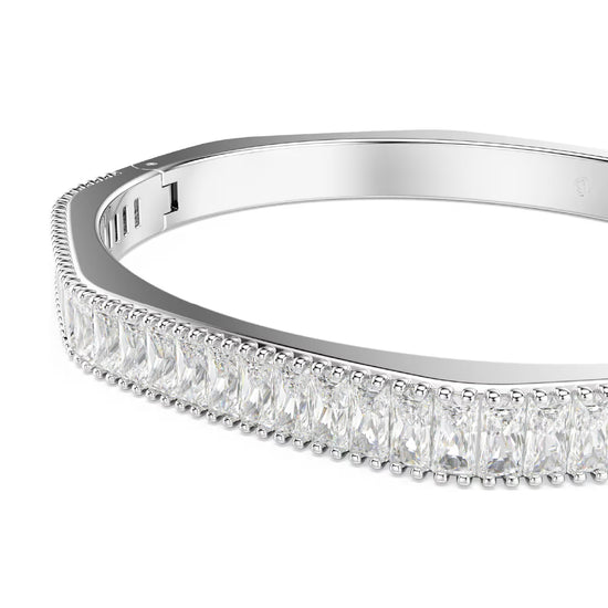 Bracciale rigido donna Swarovski rodiato e cristalli bianchi 17 cm
