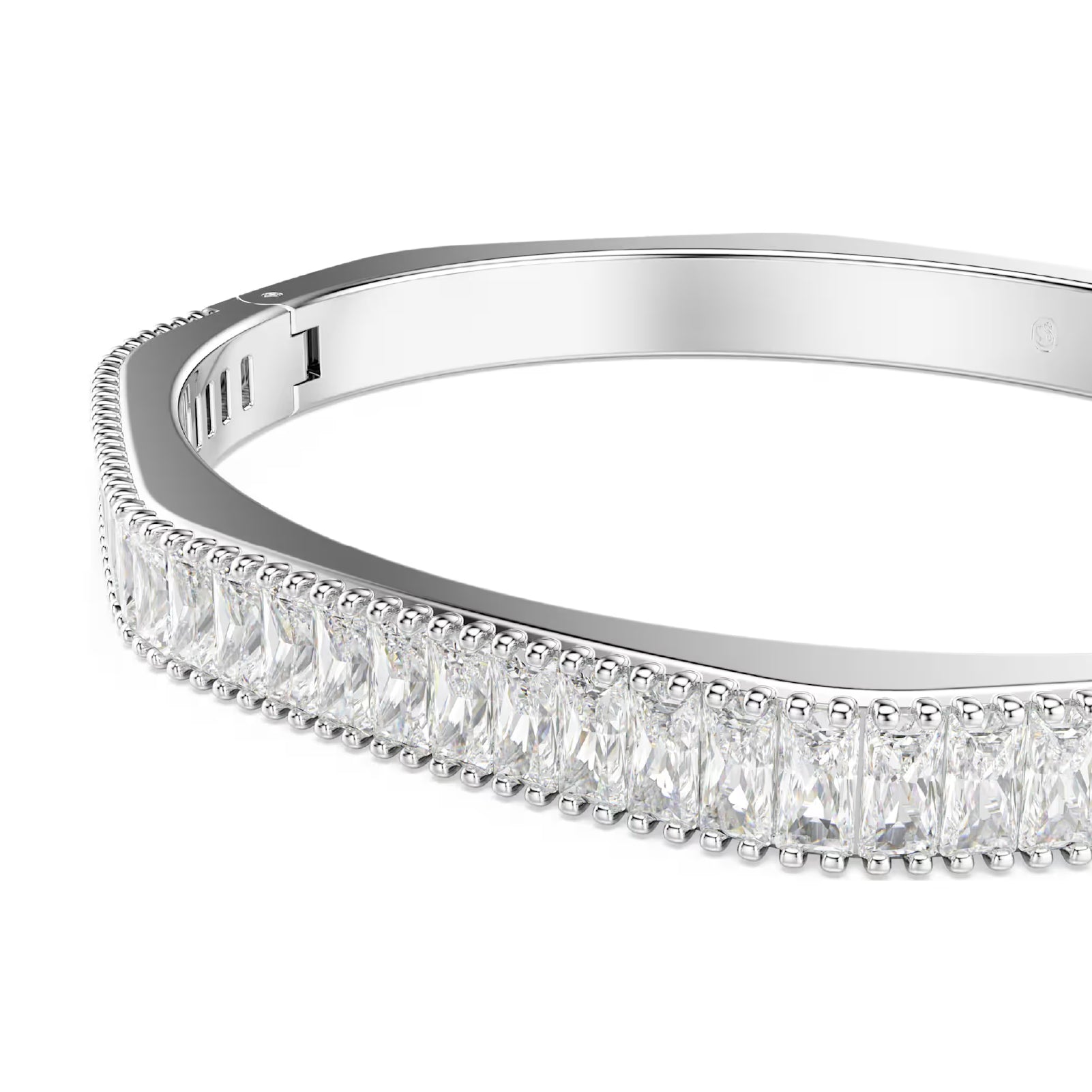 Bracciale rigido donna Swarovski rodiato e cristalli bianchi 17 cm
