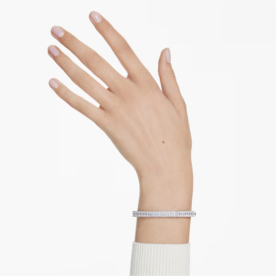 Bracciale rigido donna Swarovski rodiato e cristalli bianchi 17 cm