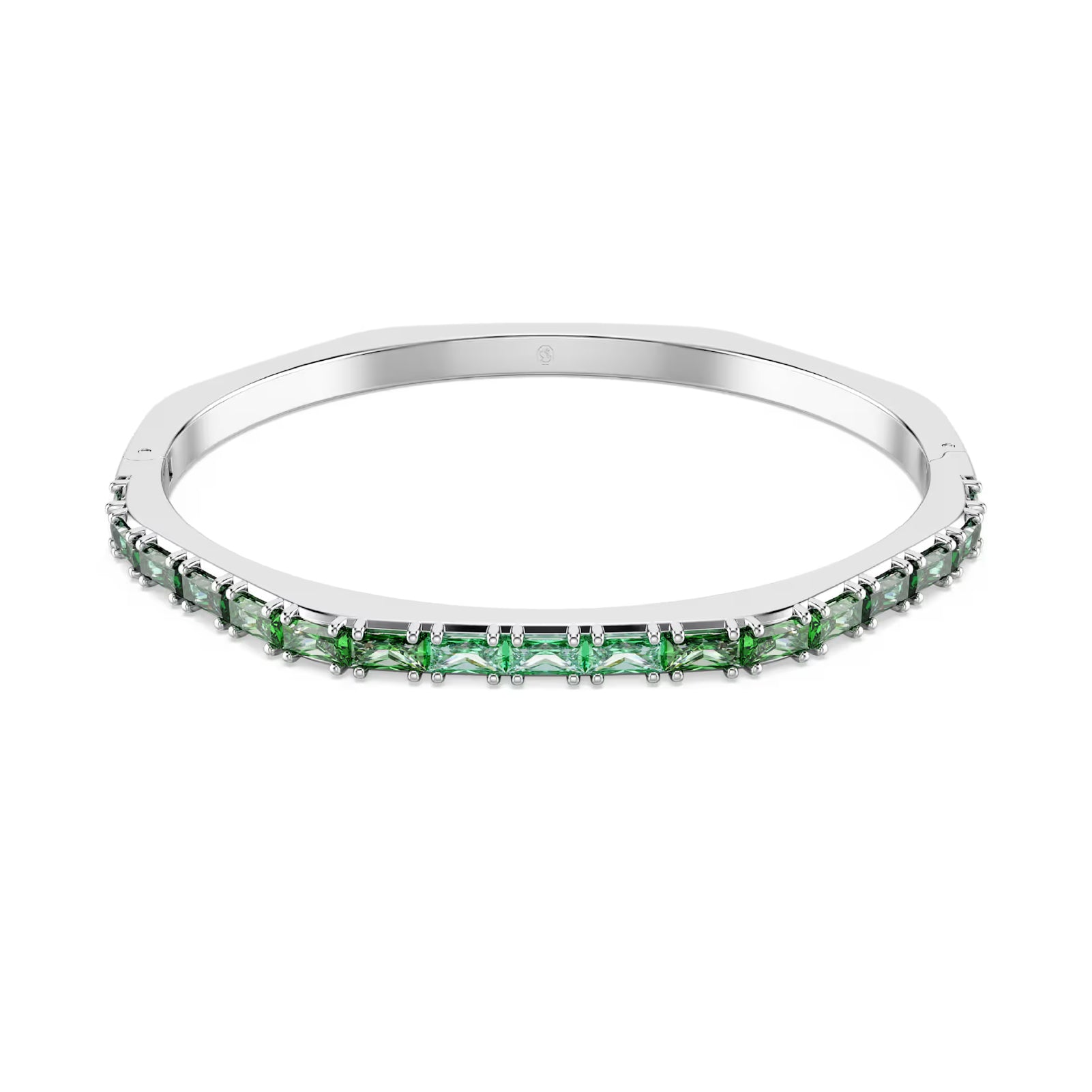Bracciale rigido donna Swarovski rodiato e cristalli verdi 17 cm
