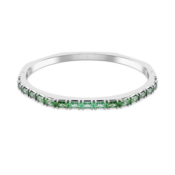 Bracciale rigido donna Swarovski rodiato e cristalli verdi 17 cm