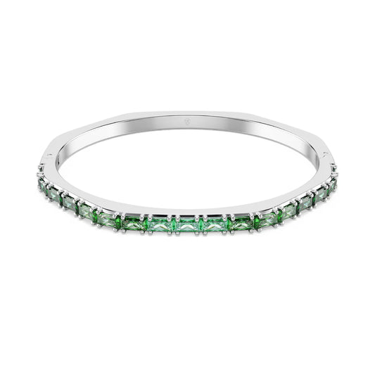 Bracciale rigido donna Swarovski rodiato e cristalli verdi 17 cm