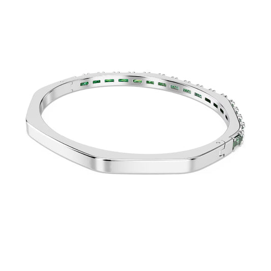 Bracciale rigido donna Swarovski rodiato e cristalli verdi 17 cm