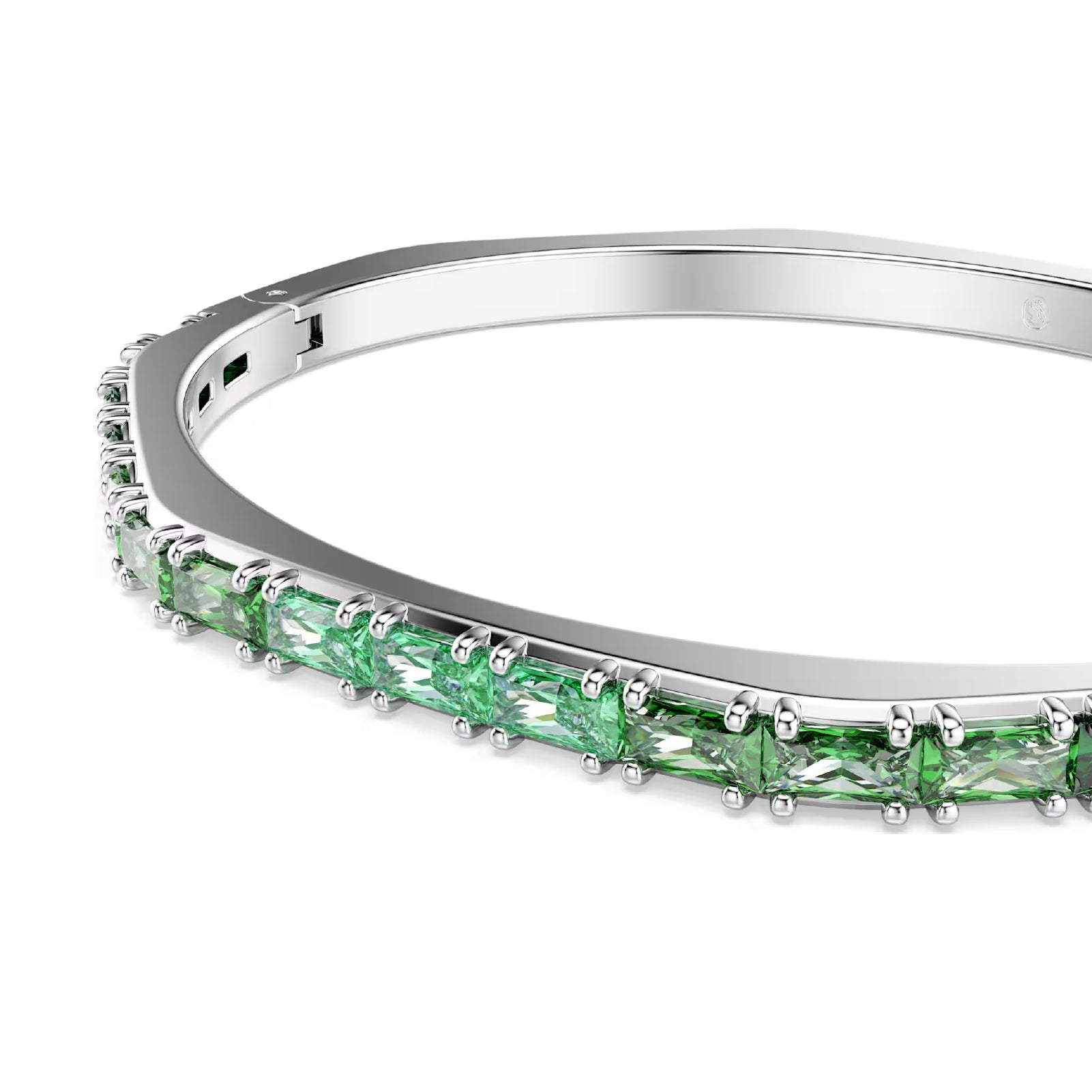 Bracciale rigido donna Swarovski rodiato e cristalli verdi 17 cm