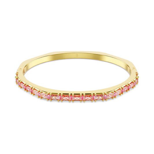 Bracciale rigido donna Swarovski dorato e cristalli rosato 17 cm