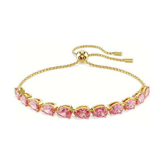Bracciale tennis donna Swarovski dorato e cristalli rosati REGOLABILE
