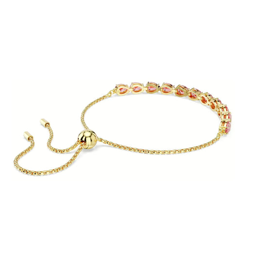 Bracciale tennis donna Swarovski dorato e cristalli rosati REGOLABILE