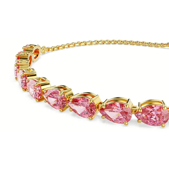 Bracciale tennis donna Swarovski dorato e cristalli rosati REGOLABILE