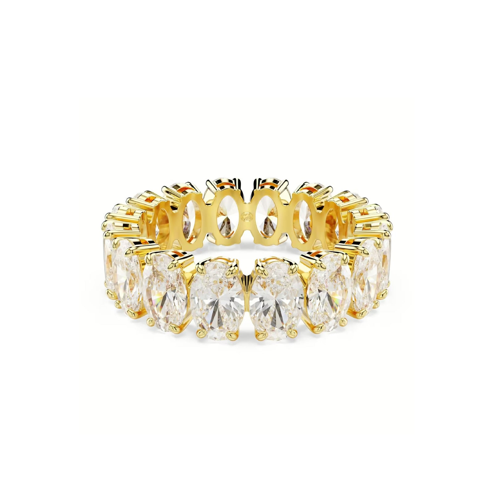 Anello donna tuttogiro Swarovski dorato e cristalli bianchi 15
