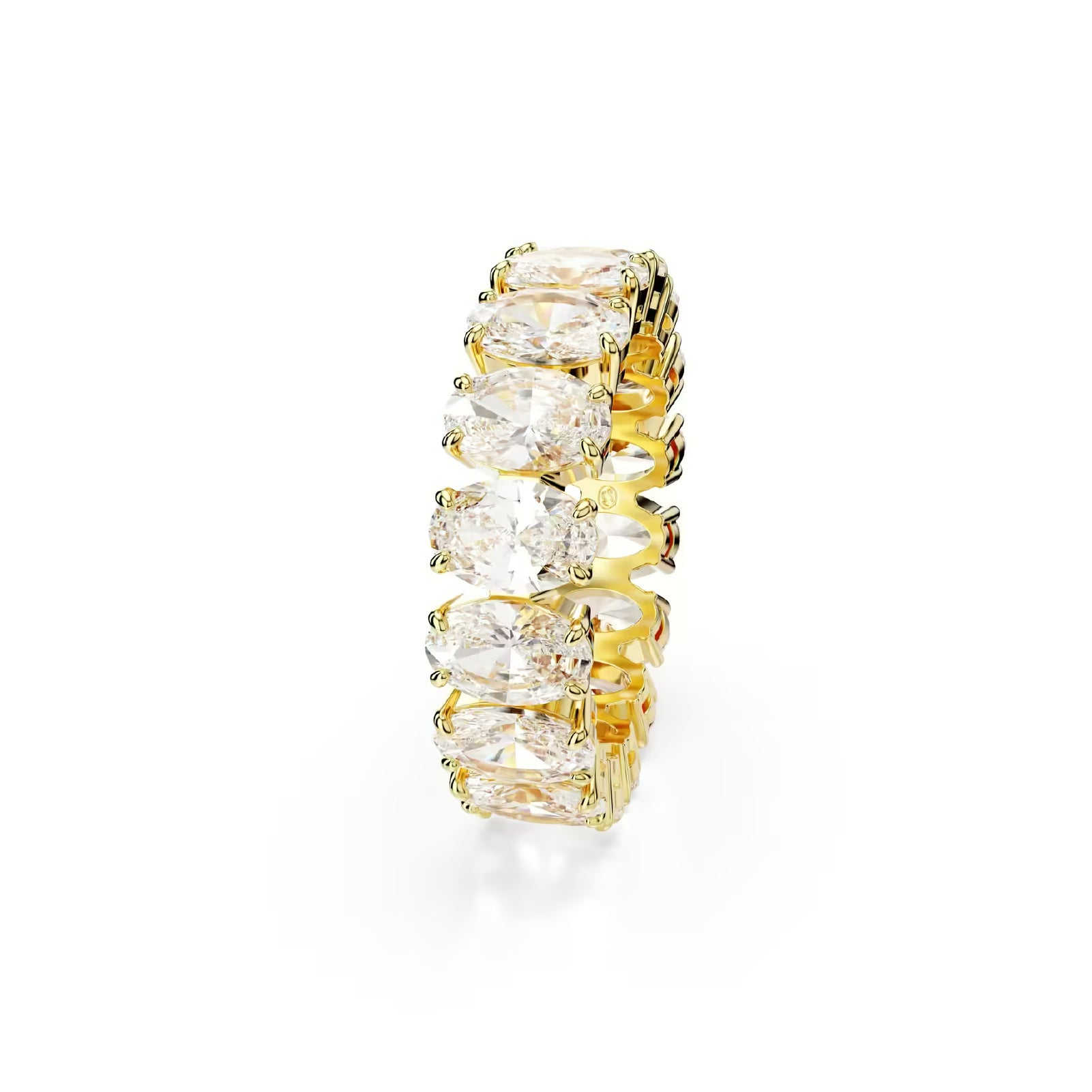 Anello donna tuttogiro Swarovski dorato e cristalli bianchi 15
