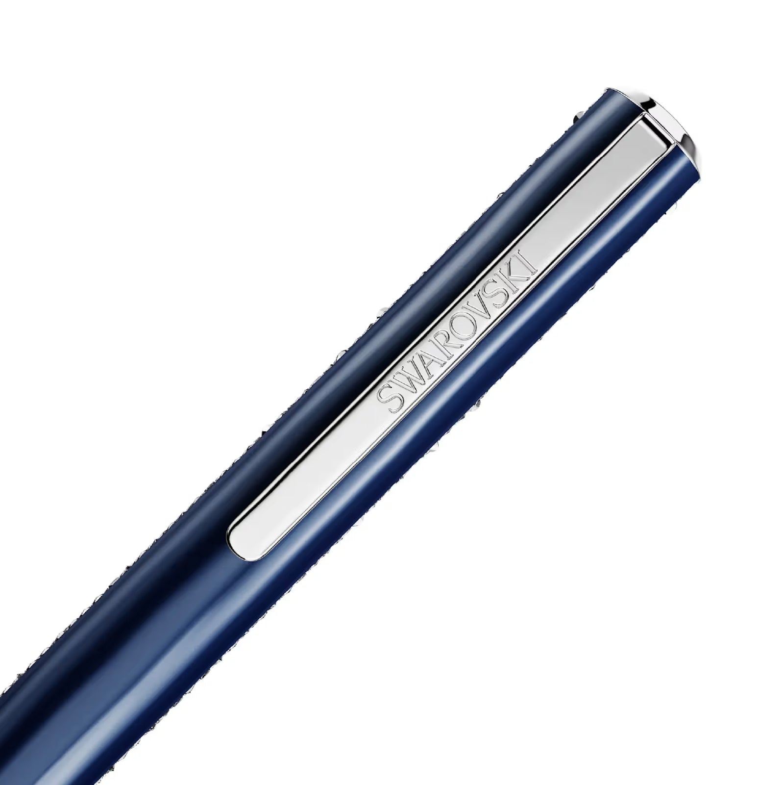 Penna a sfera Swarovski laccata di blu con cristalli ai lati MISURA UNICA