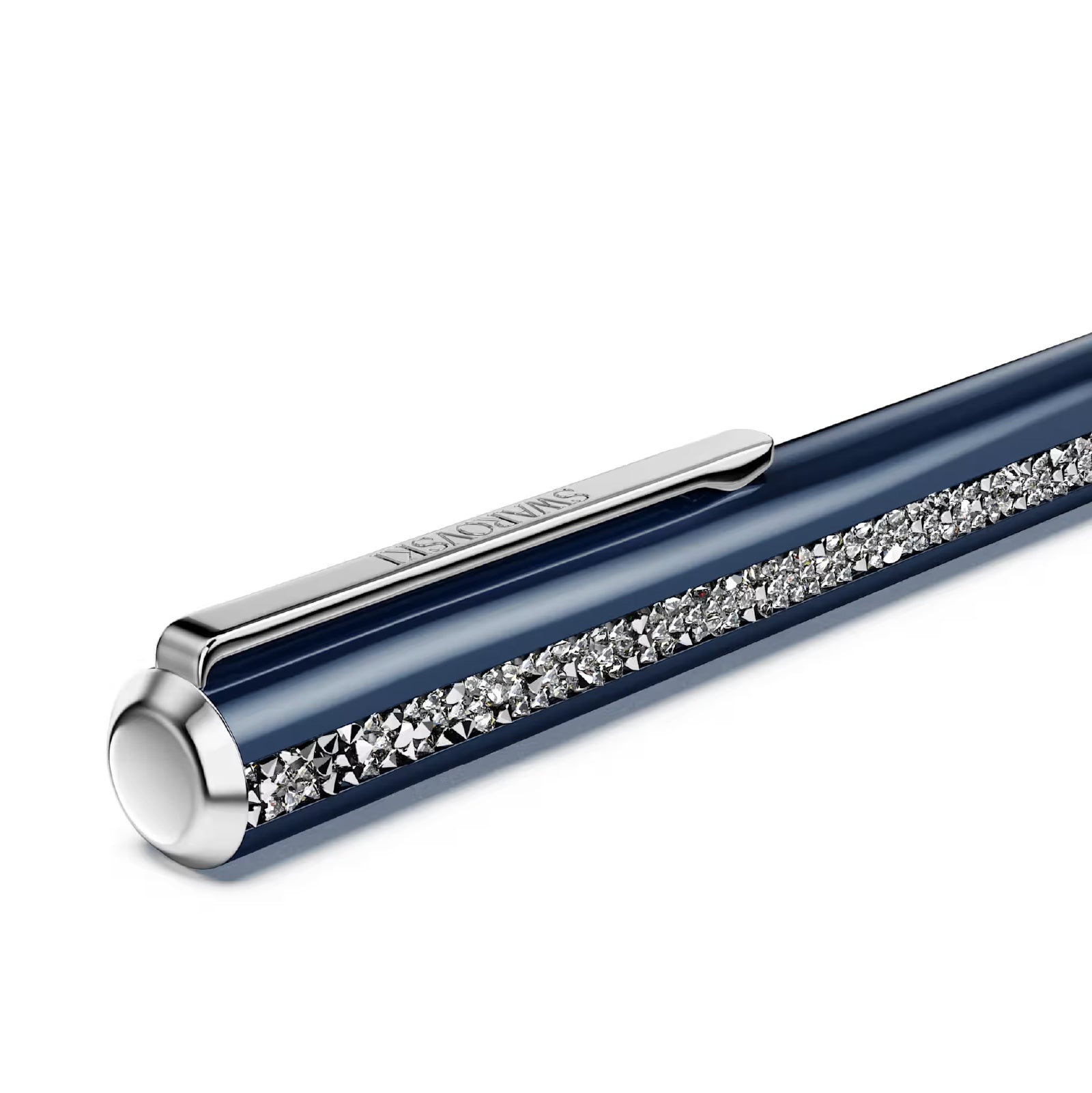 Penna a sfera Swarovski laccata di blu con cristalli ai lati MISURA UNICA
