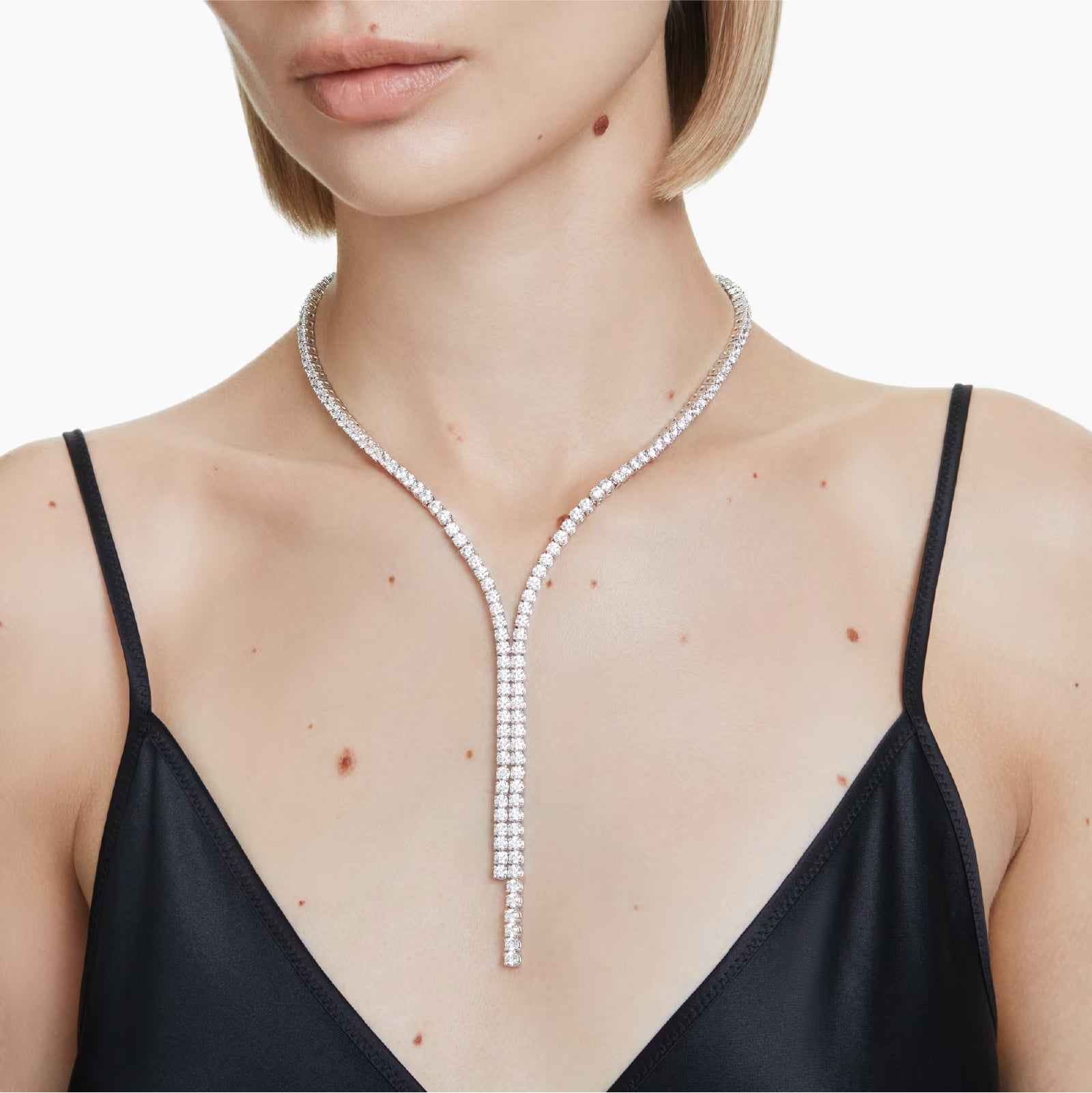 Collana girocollo Swarovski rodiato con cristalli bianchi MISURA UNICA