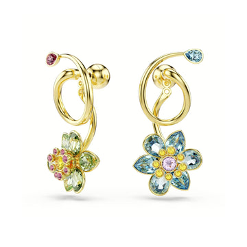 Orecchini Swarovski design asimmetrico con fiore e cristalli