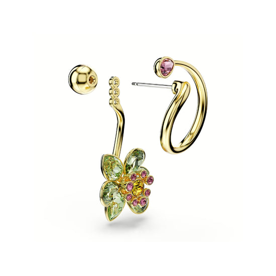 Orecchini Swarovski design asimmetrico con fiore e cristalli