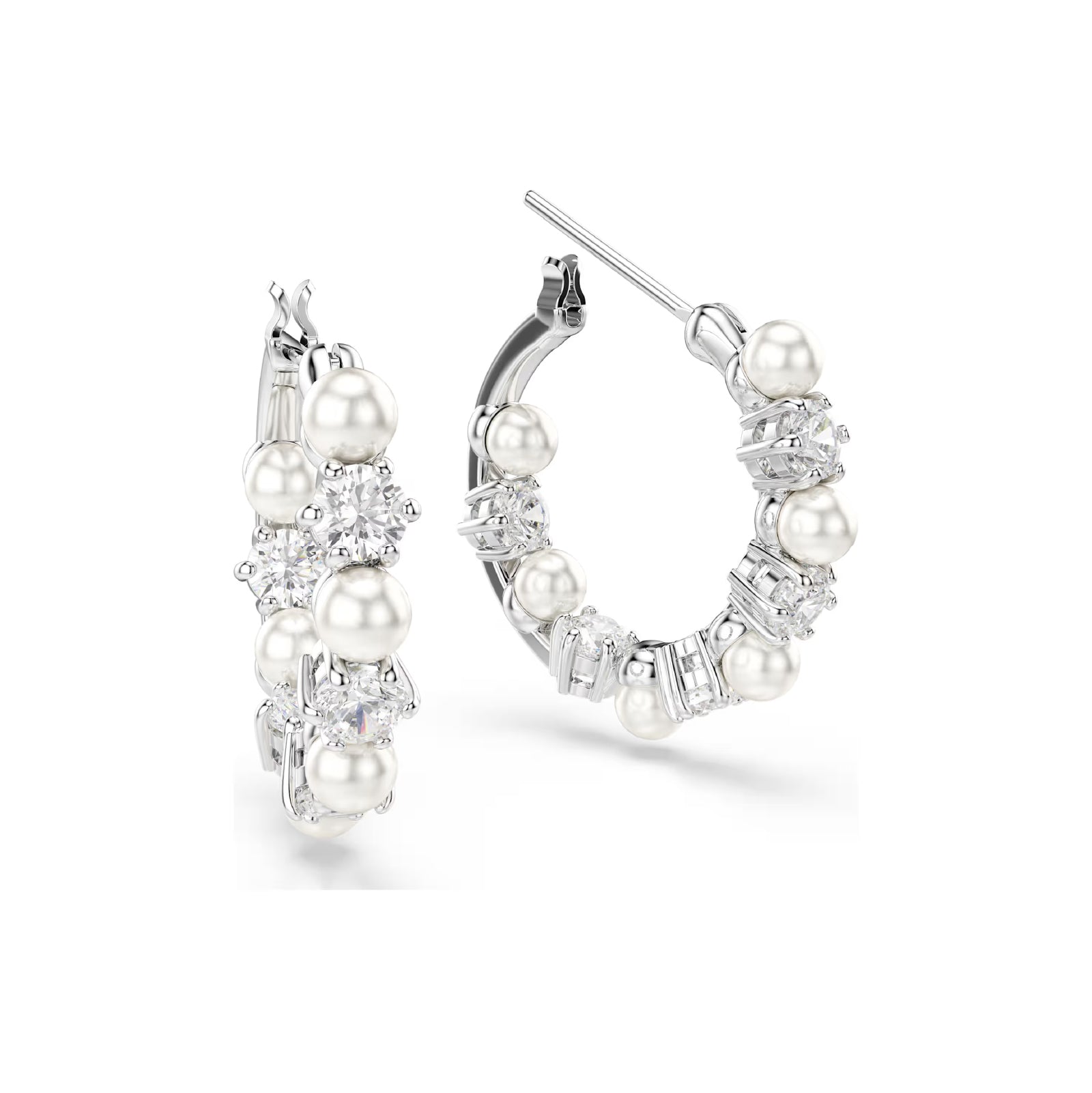 Orecchini da donna Swarovski rodiato con cristalli e perle MISURA UNICA
