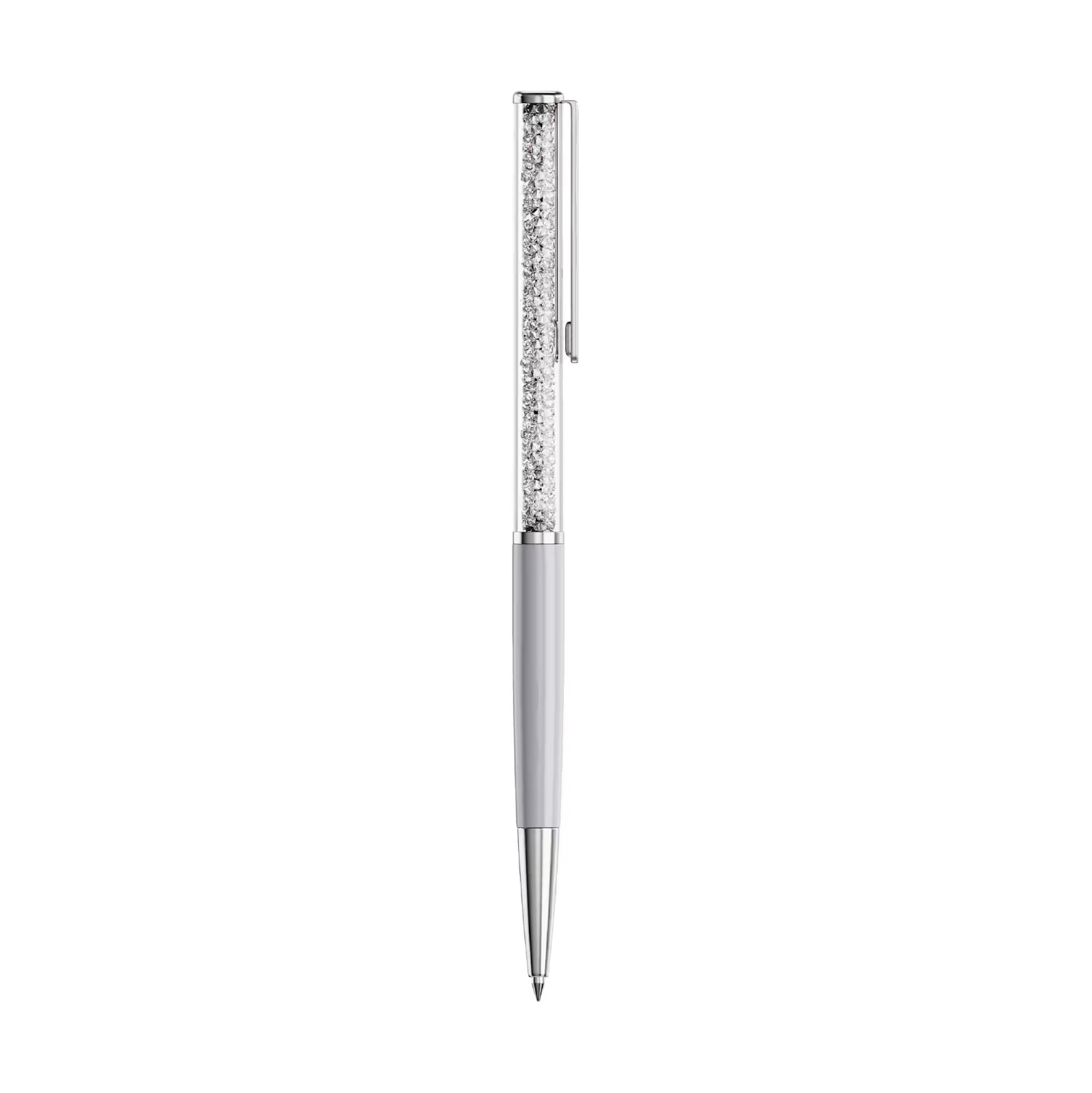 Penna a sfera Swarovski laccata di grigio con cristalli MISURA UNICA