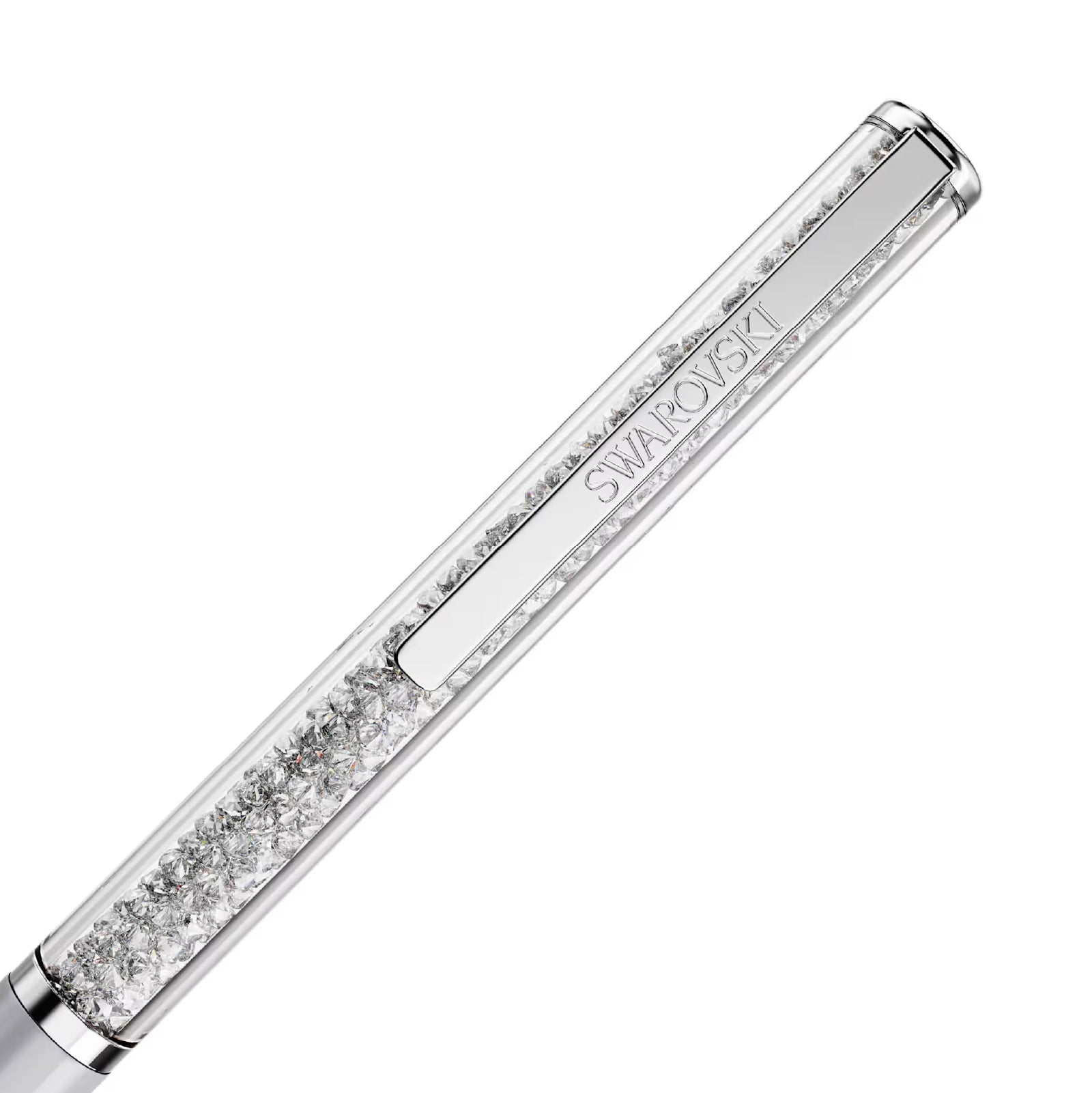 Penna a sfera Swarovski laccata di grigio con cristalli MISURA UNICA