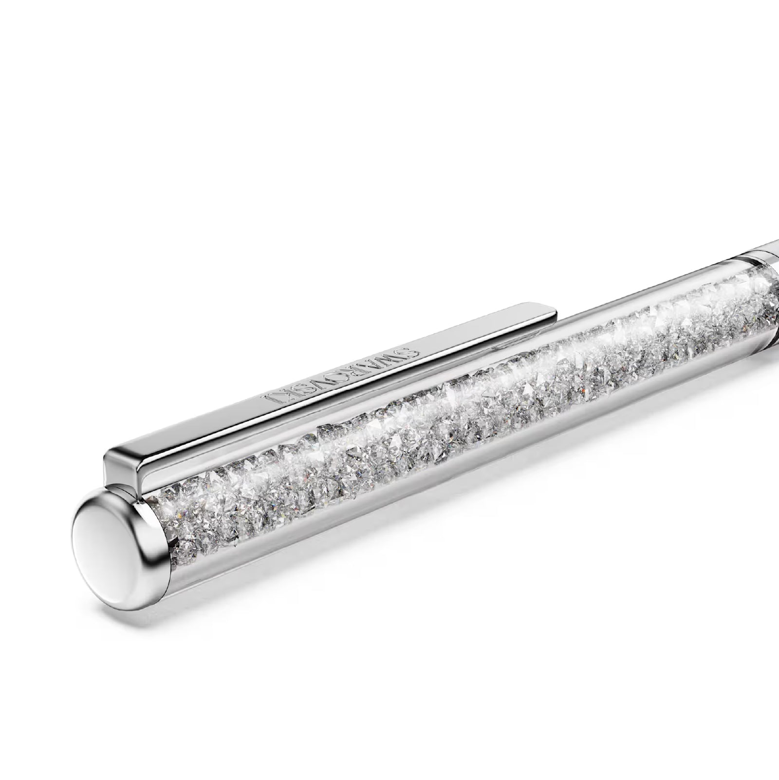 Penna a sfera Swarovski laccata di grigio con cristalli MISURA UNICA