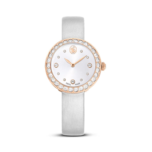 Orologio solo tempo Swarovski acciaio e pelle con cristalli MISURA UNICA