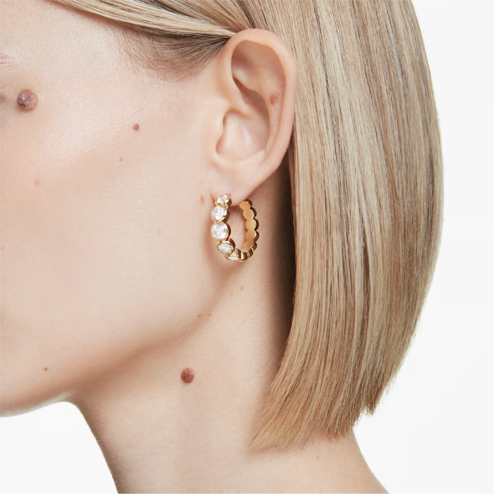 Orecchini a cerchio da donna Swarovski dorato con cristalli MISURA UNICA